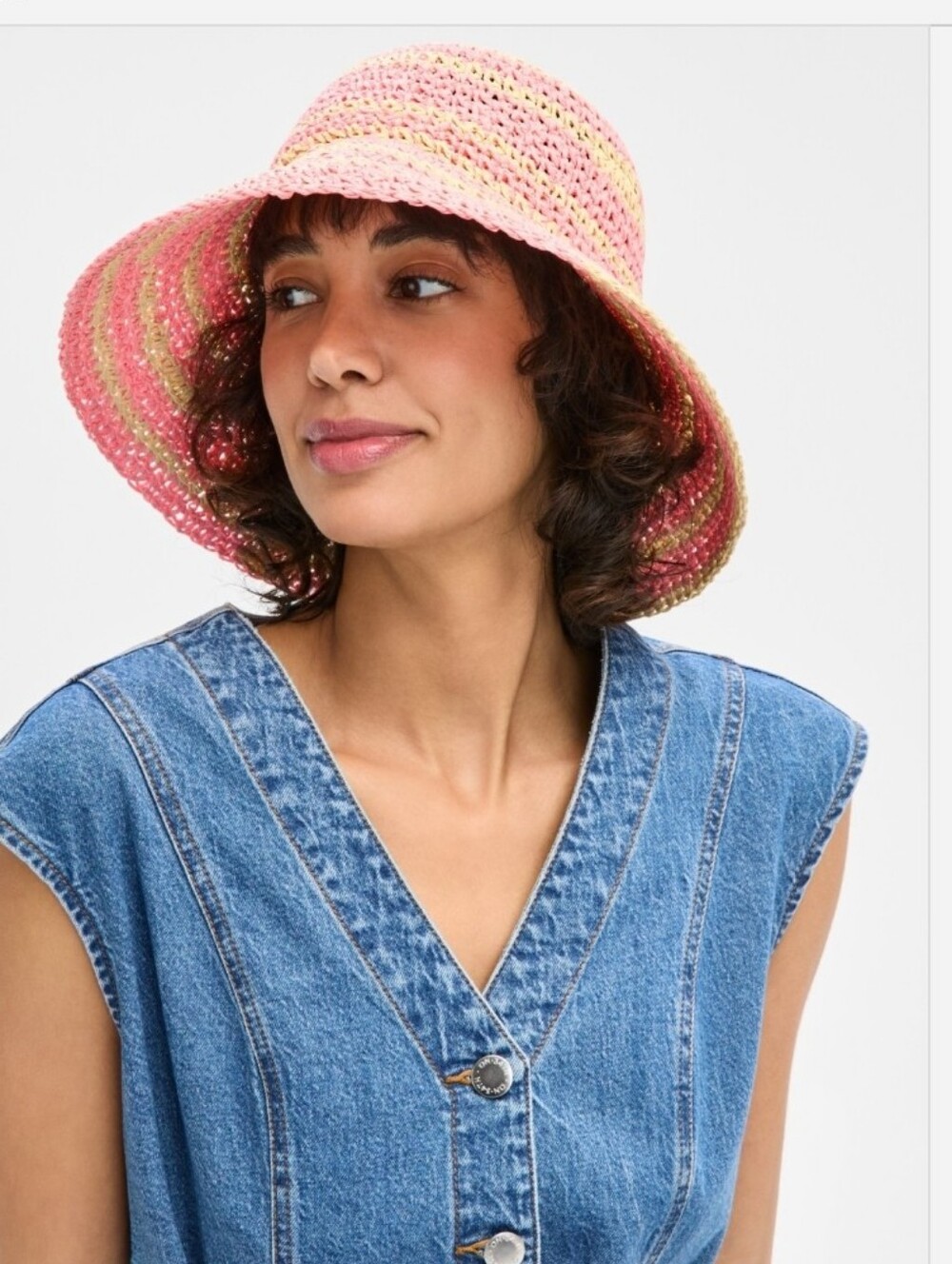 On 34th Space-Dye Crochet Bucket Hat, Exclusively at Macy's - Med Pink NWT
